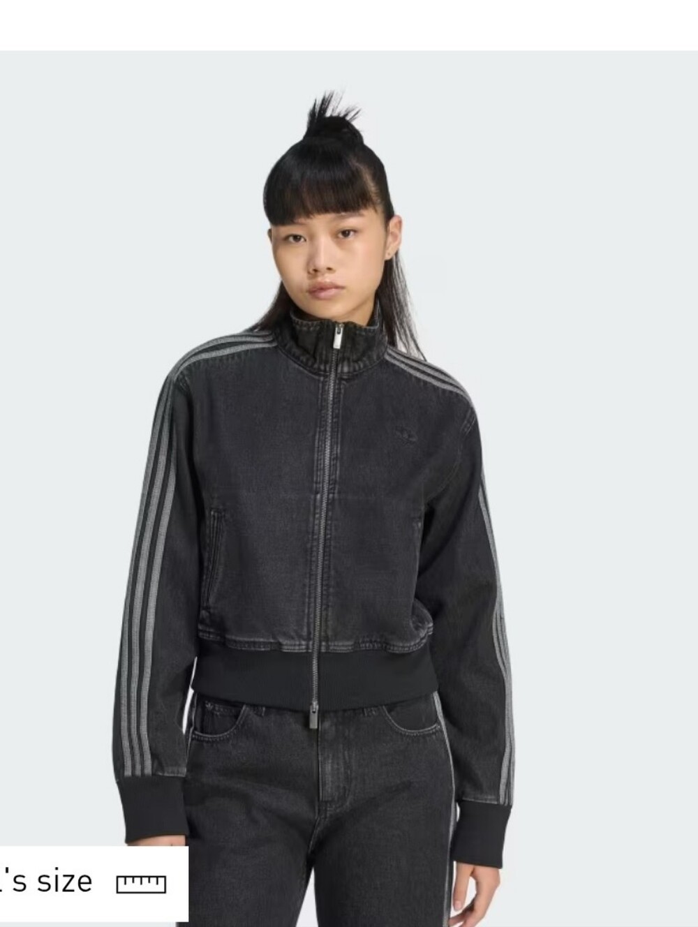 adidas Black Washed Bomber Jacket with Grey 3-Stripes